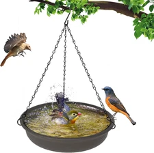 Hanging Bird Bath Feeder for Outdside, 12 inch Diameter Gray