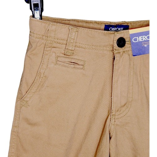 Cherokee Flat-Front Shorts Adjustable Waist Sandstone Kacki Boys 10 NWT Summer - Picture 3 of 12