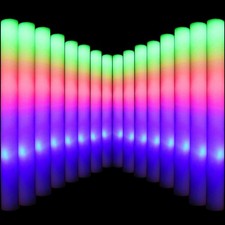 Light Up Glow Sticks Bulk, Foam Sticks in The Dark with 3 Modes Flashing Foam...