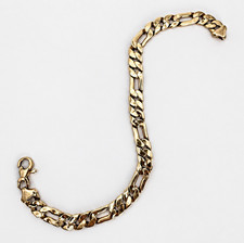 14K Yellow Gold Figaro Link Bracelet Italy 10 Grams Lobster Clasp