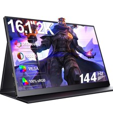 16" 2K 144Hz Portable Monitor Gaming Monitor HDMI Dual USB C  OTG For Xbox PS5