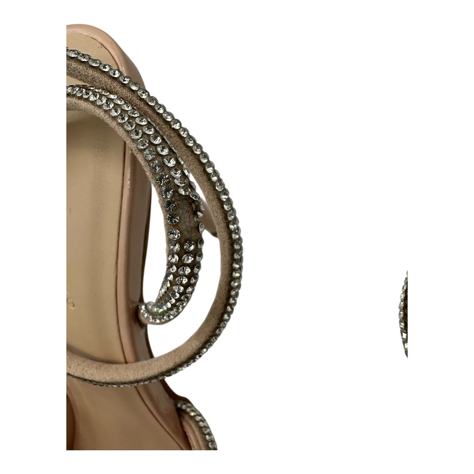 Sapatos Anne Michelle nude patente strass salto agulha alça no tornozelo tamanho 10 - Imagem 3 de 4