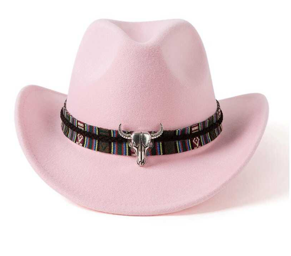 Light Pink Western Cowboy, Cowgirl Hat, Bull Strap, Women  display picture 2