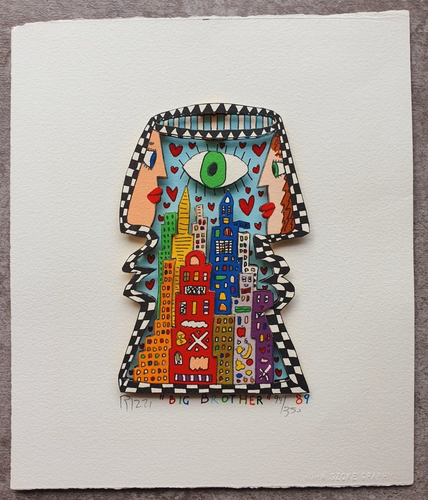 James Rizzi 3D Handsigniert Handnummeriert BIG BROTHER Auge auf NEW YORK NY 1989 - Bild 2 von 9