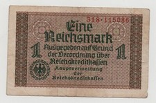 GERMANY 1 REICHSMARK 1940 - 1945 PICK 136A LOOK SCANS