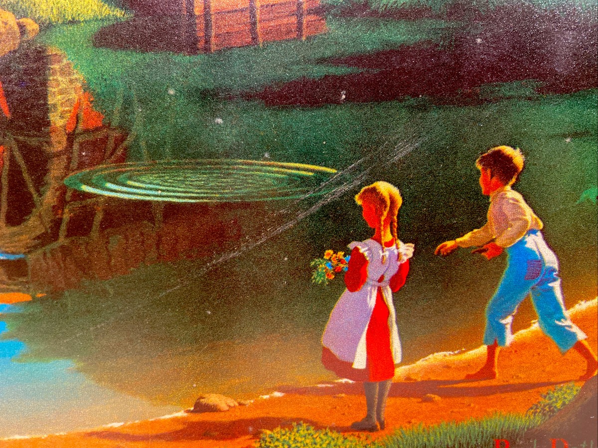 Vintage Paul Detlefsen Framed 11x14” Textured Print On Cardboard