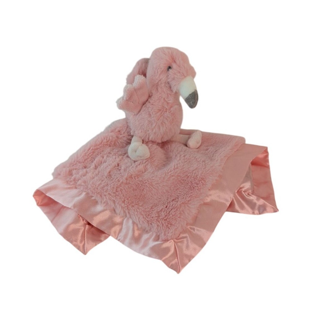 Cloud Island Pink Flamingo Lovey Baby Blanket with Satin Trim