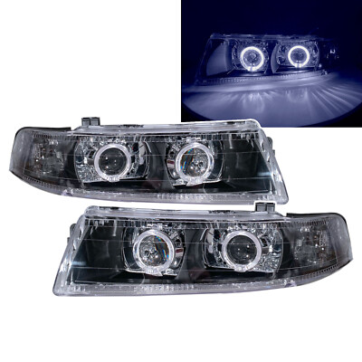 LANCER EVO 5 1998-1999 4D Guide LED Halo Headlight Black V2 for Mitsubishi LHD