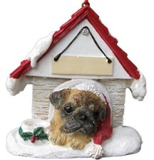Pug, tan, in Doghouse Ornament PERSONALIZED FREE 