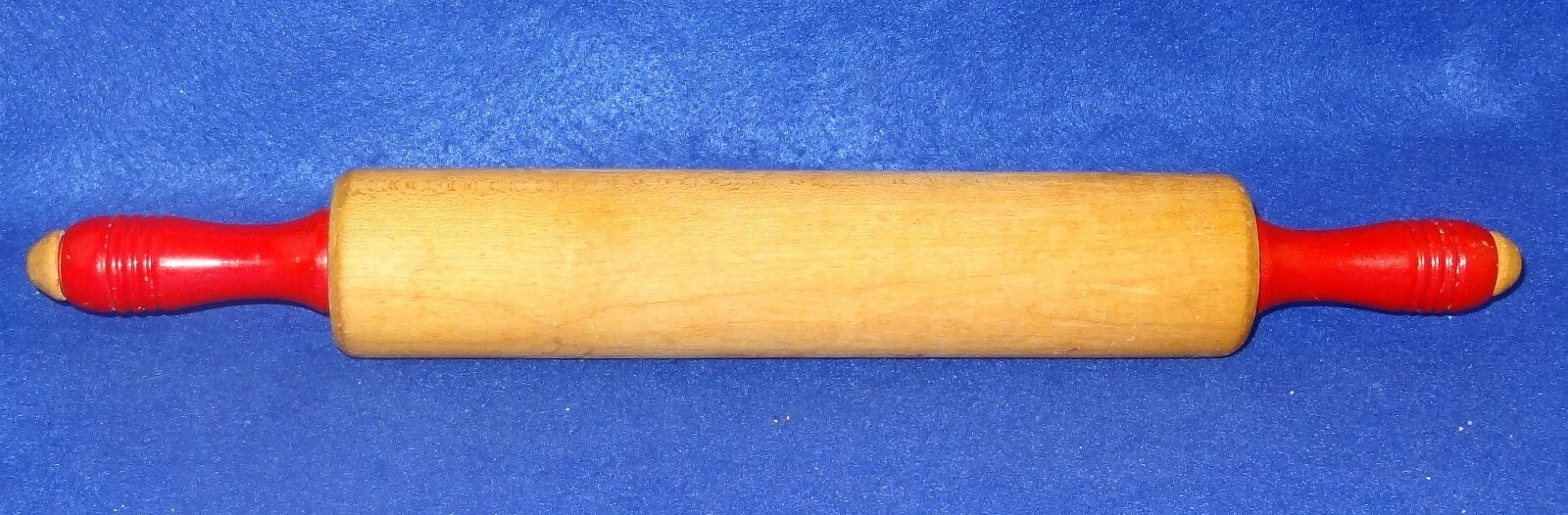 Vtg Red Groves Handle Mid Century Wood Rolling Pin Farmhouse Cottagecore