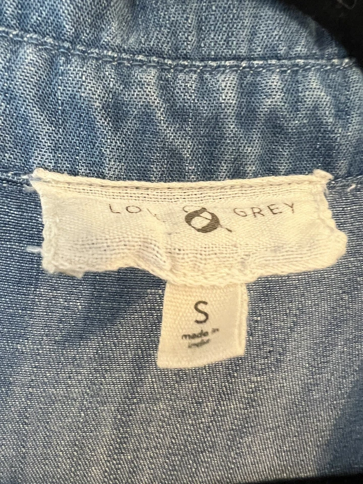 Camisa Lou & Grey Cambray Abotonada Bolsillo Manga Larga Lyocell Lino Denim S Foto 3 de 4