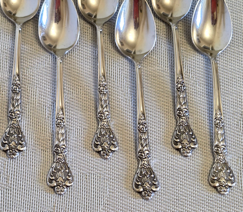 Versailles by MSI Teaspoons Set of 6 Japan 6.5” Stainless Vtg Flatware Rose - Picture 2 of 7