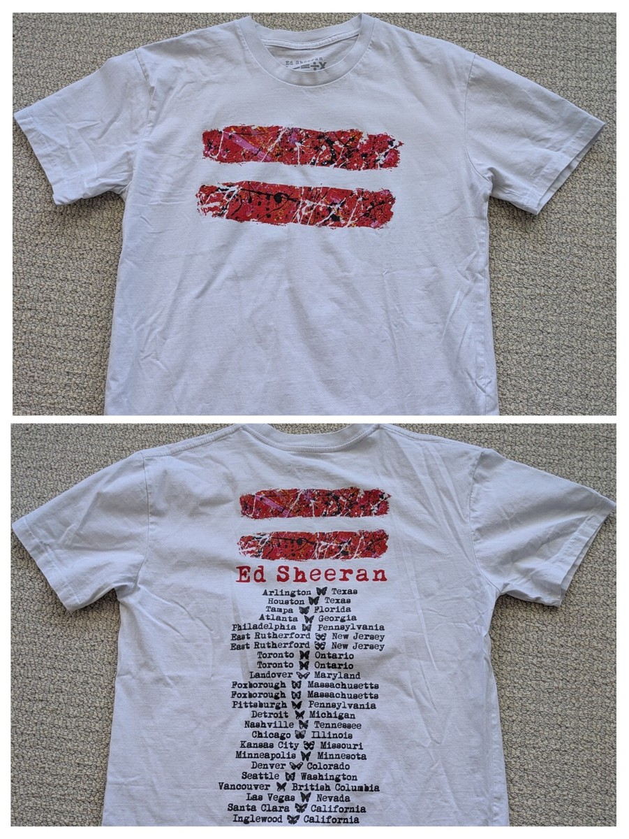 Ed Sheeran Mathematics Concert Tour T Shirt Mens Sz M White Equal