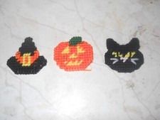 HANDMADE PLASTIC CANVAS HALLOWEEN MAGNETS SET OF 3