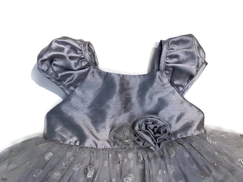 Vestido Cherokee 2t Gris Tul con Lunares Brillo Plateado Foto 2 de 4