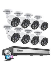 ZOSI 16CH NVR 4K 8MP PoE Camera Home Security Instant Alert 24/7 Record 4TB 