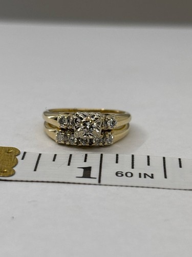 14K Yellow Gold APX 1/3 CTW Round Diamond Wedding Set Rings Sz 8.25 (KN1033450) - Picture 6 of 7