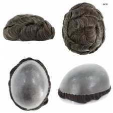 Mens Hair Replacement System Unit All Poly Skin Toupee Human Hairpieces #430
