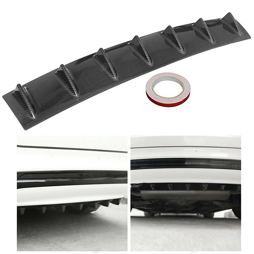 Universal Carbon Black Rear Bumper Lip Diffuser Shark Fin Car Back ...