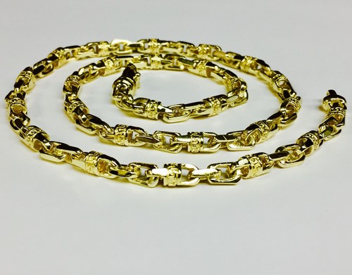 18k Solid Yellow Gold Handmade Link Men 