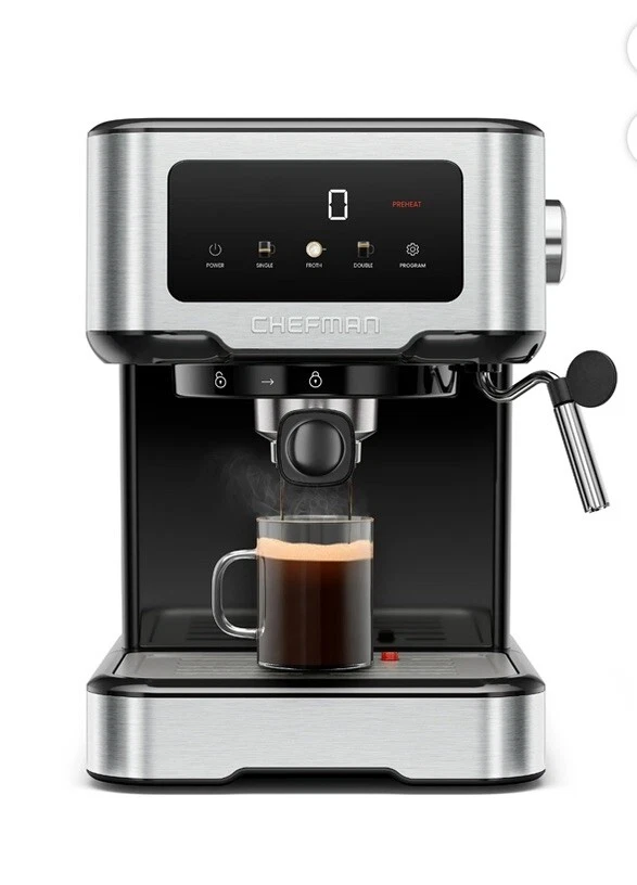 New Chefman CraftBrew 15-Bar Espresso Machine w/ Steam Wand and Touch Controls