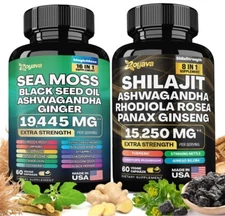 Zoyava Dynamic Vitality Bundle - Sea Moss 7000mg, Black Seed Oil 4000mg/ Shilajt