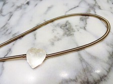 Vtg GOLD TONE SKINNY STRETCH BELT HEART Hook Closure 28 30" 32" Coil Snake Metal