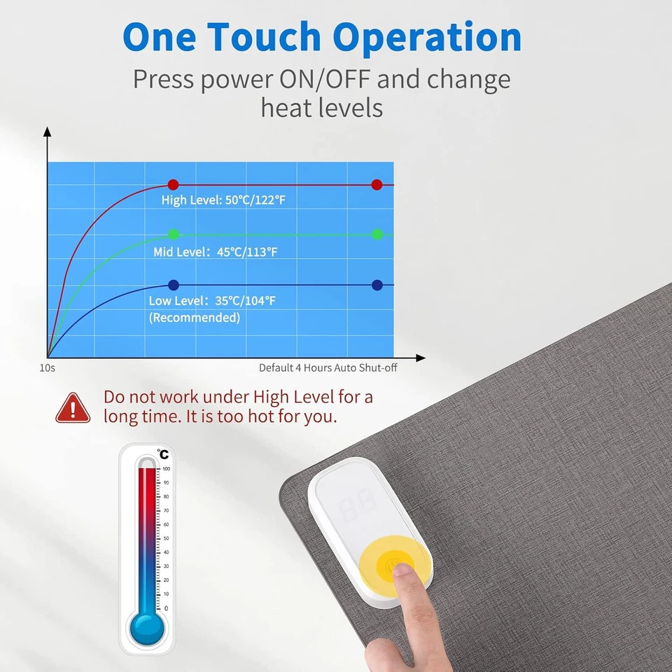 Lecone Tischunterlage Beheizte Mauspad Heizung, 80*33cm Große Mausmatte 220v Neu - Bild 4 von 4