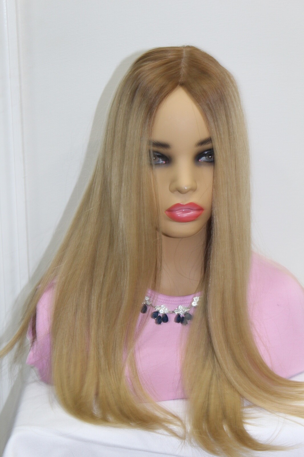 BLONDE ROOTED TOPPER WIG AHUVA WIGS EUROPEAN HUMAN HAIR 9x9 23