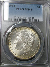 1898-O Morgan Dollar Silver ---- MS-63 PCGS Graded Coin ---- #168C