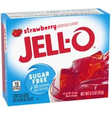 Jell-O Gelatin Dessert Mix Strawberry Flavor Sugar Free – 0.3 Oz - Pack of 2
