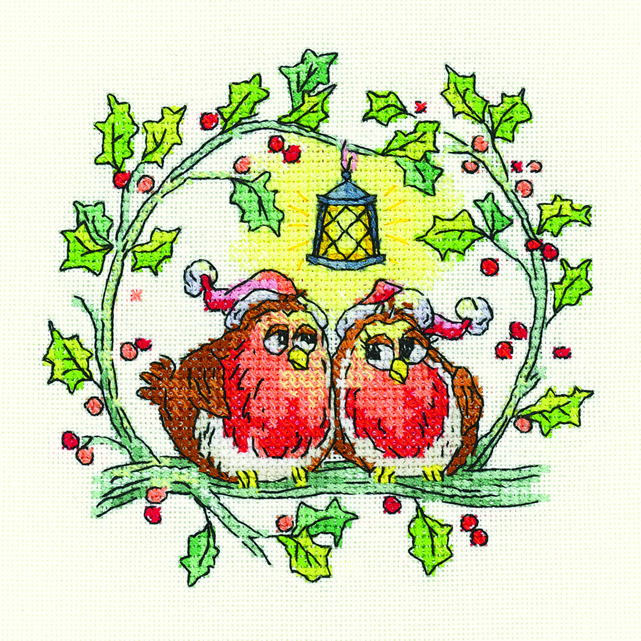 Heritage Crafts Cross Stitch Kit - Christmas Robins