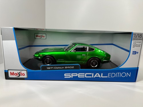 Maisto 1971 Datsun 240Z model car 1/18 scale green Special Edition Collectable - Foto 1 di 16