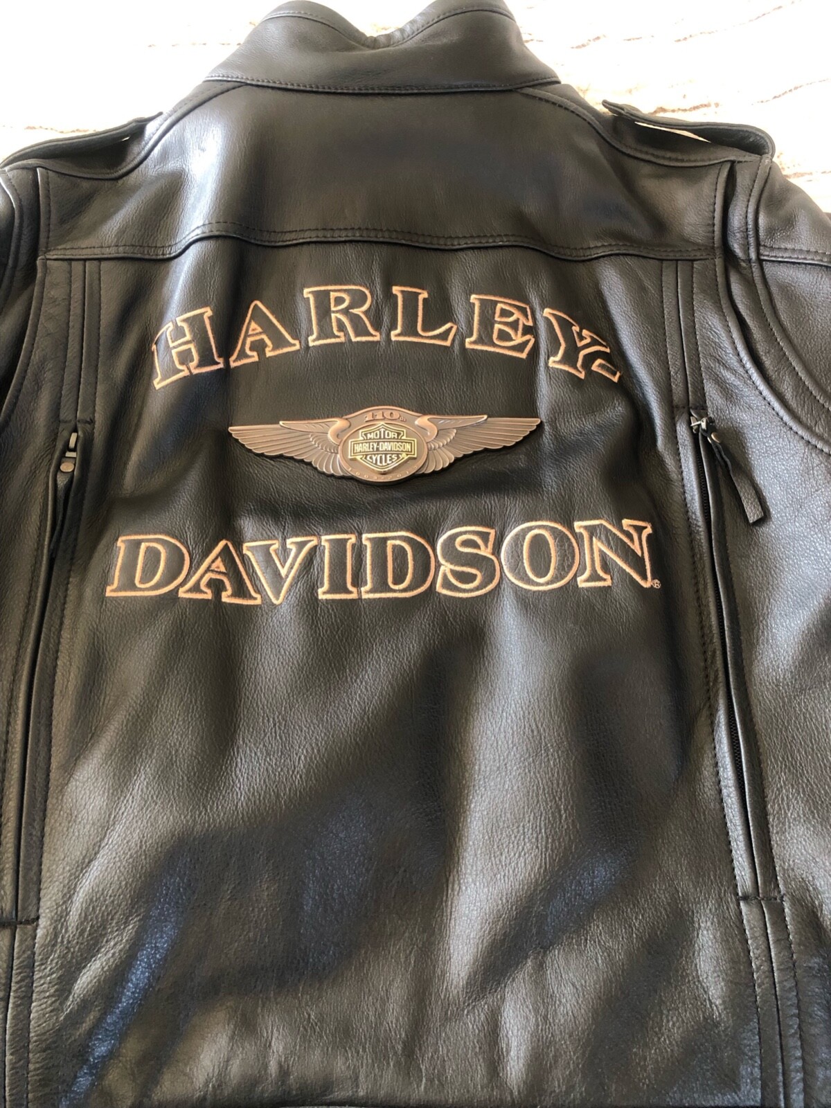 HARLEY DAVIDSON 110TH ANNIVERSARY LEATHER JACKET WITH LINER RARE LIMITED EDITION image 2