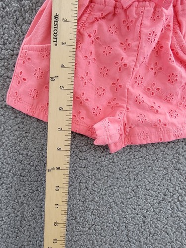First Impressions Eyelet Shorts Baby Girls' 6-9 Mos Pink Crush Elastic Waist - Picture 8 of 14