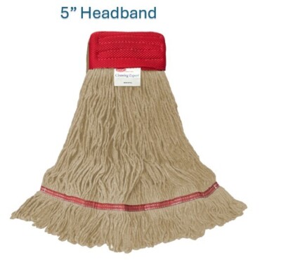 3, 6, 12 General Purpose White Cotton Looped End Large Mop Wide 5  Headband