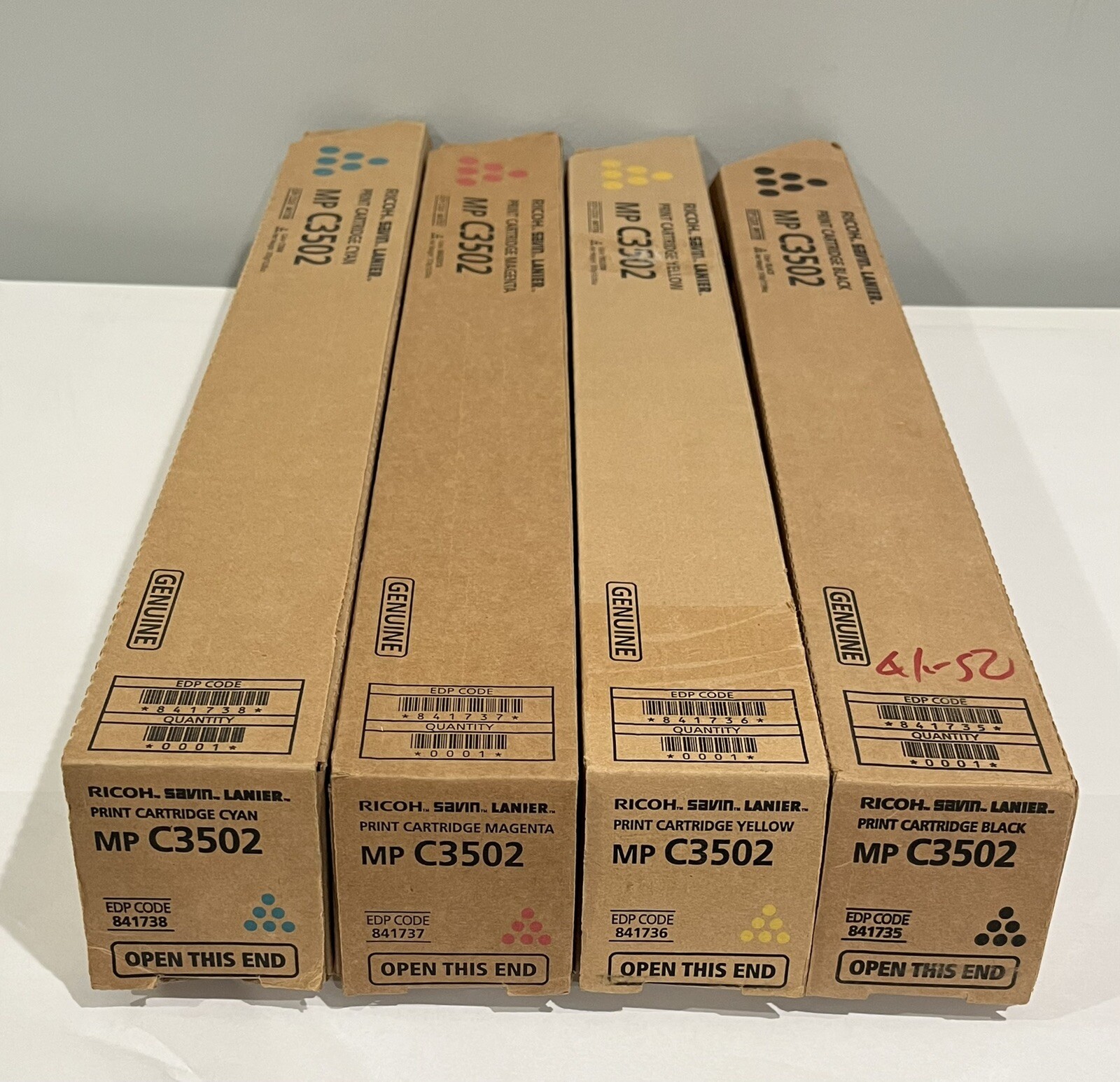 Genuine Ricoh Savin Lanier MP C3502 Full Set KCMY Print Toner 841735,36 ...