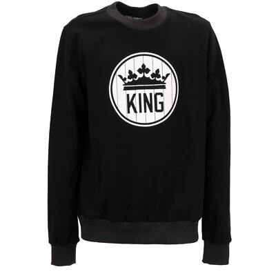 DOLCE & GABBANA Krone Pullover Sweater KING Schwarz Weiß 11567