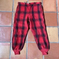 Vintage Men  s Stanforized Buffalo Pattern Plaid Flannel Wool Hunting Pants Sz 36