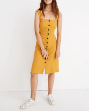 Madewell Women's Glow Texture & Thread Button-Front Tank Dress Sz M