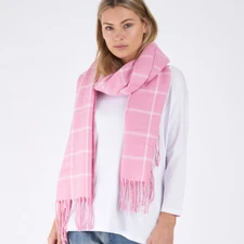 BETTY BASICS ESSENTIALS ARIEL SCARF WINTER SCARF - PINK CHECK