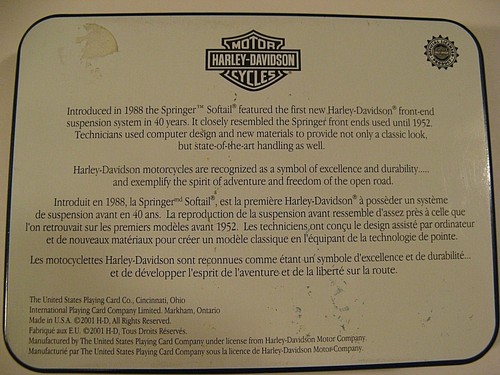 HARLEY DAVIDSON SPRINGER-SOFTAIL TIN,PLAYING CARDS AND PATCHES/CARDS ARE UNOPEN - Picture 5 of 8