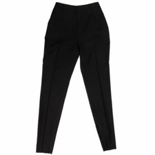 63436 auth SAINT LAURENT black wool TAPERED SLIM CLASSIC Pants XXS