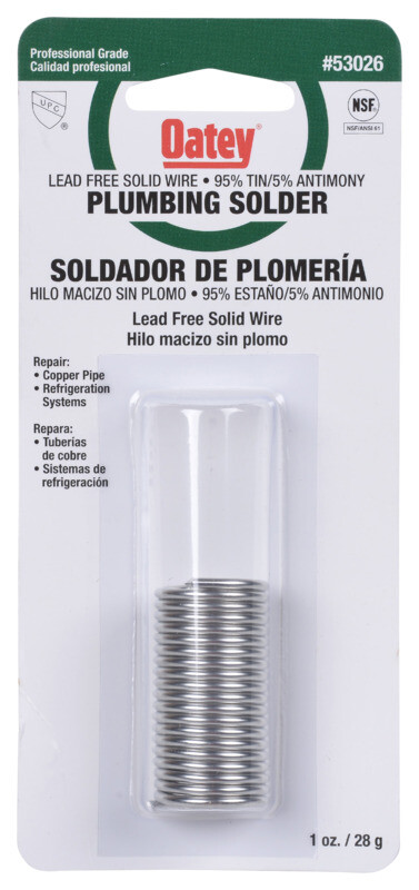 Oatey 53026 Lead Free Plumbing Solder 1oz. Repair Copper Pipe 95/5 3032638