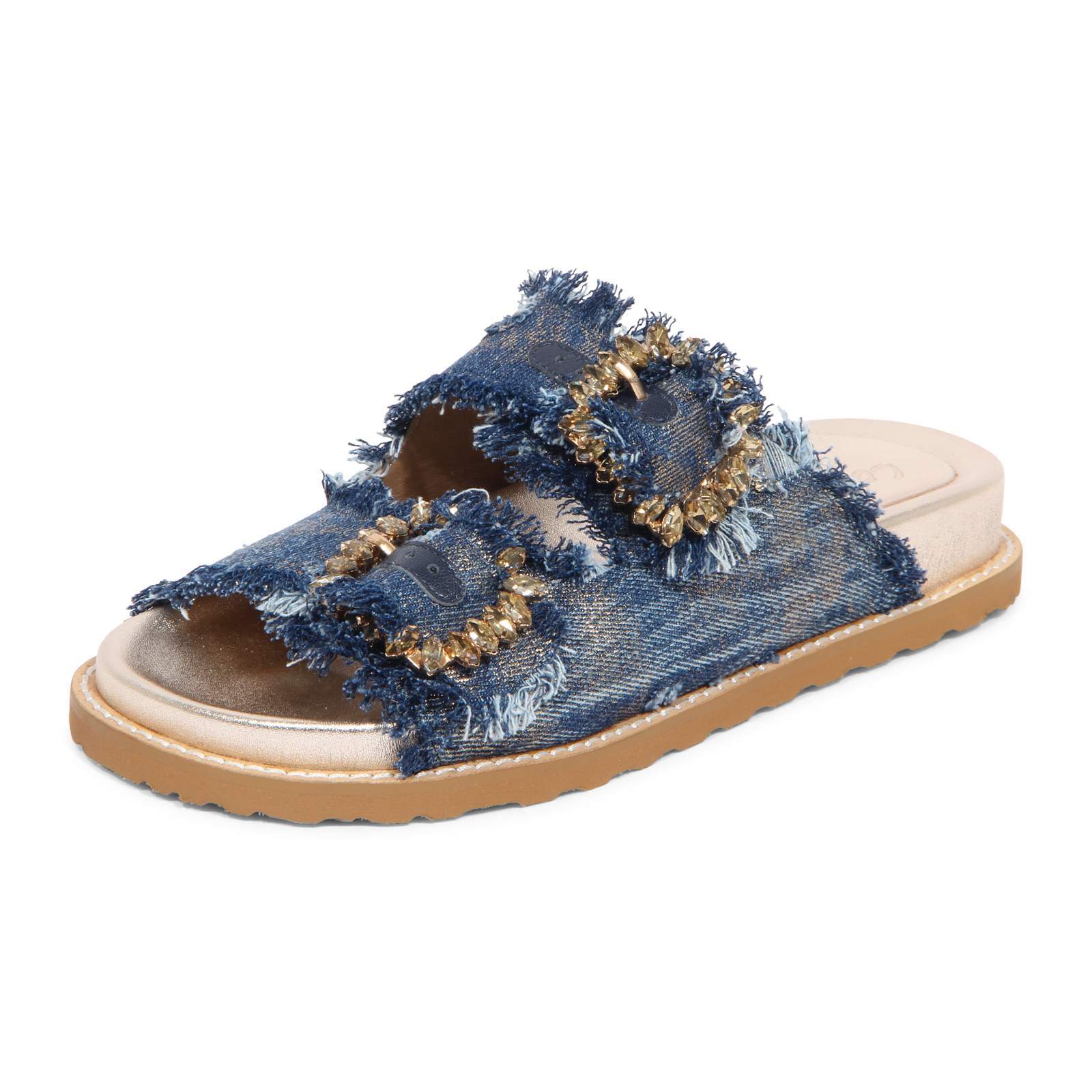 I5303 ЖЕНСКАЯ ДЖИНСОВАЯ ГОРКА CIABATTA DONNA КОРАЛЛОВО-СИНЕГО ЦВЕТА