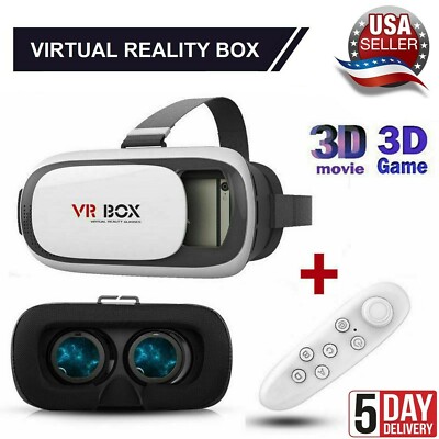  Virtual Reality VR Headset 3D Glasses Goggles With Remote for iPhone / Samsung 