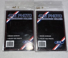 (2) 4" x 6" Screwdown Photo, Card Holder, Postcard 4- Brass Screw Display Case 