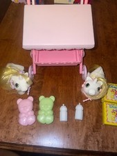 Vintage My Little Pony G1 Twins Rattles And Tattles Rare Stroller Pink Purple