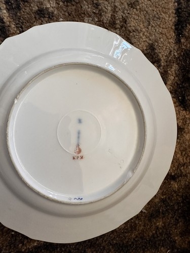 6 antike KPM Speiseteller florales Design mit vergoldeter Zeptermarke, selten! - Bild 14 von 20