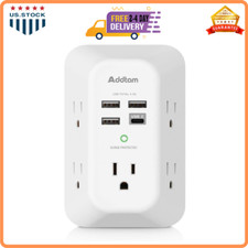 5 Outlet Extender Surge Protector Multi Plug Wall Adapter USB Charger Ports with